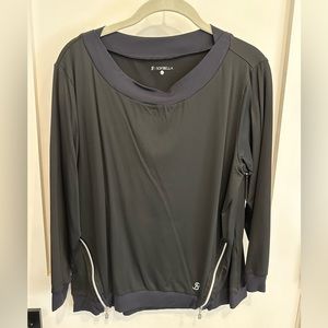 Sofiabella black sweatshirt with 2 zipper details in front of it size L